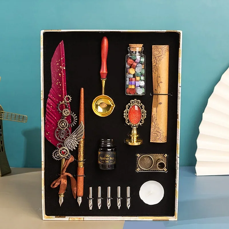 Double Pen Antique Feather Dip - đánh giá và giá Wax Seal Stamp Set