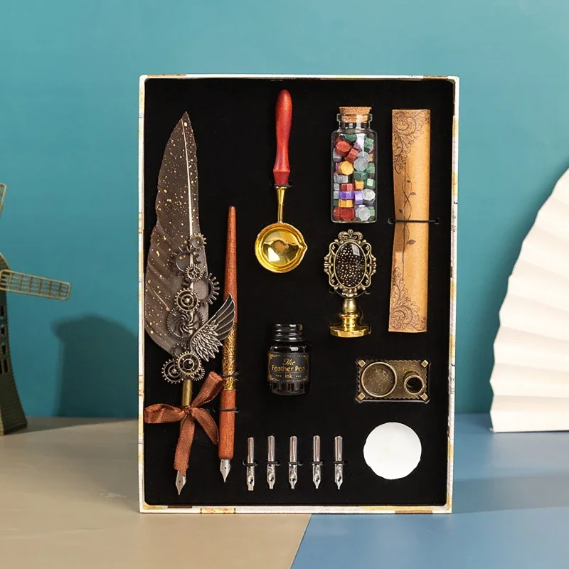 Double Pen Antique Feather Dip - đánh giá và giá Wax Seal Stamp Set
