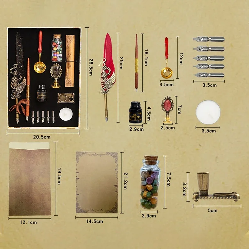 Double Pen Antique Feather Dip - đánh giá và giá Wax Seal Stamp Set