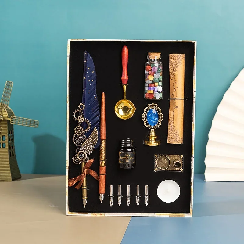 Double Pen Antique Feather Dip - đánh giá và giá Wax Seal Stamp Set